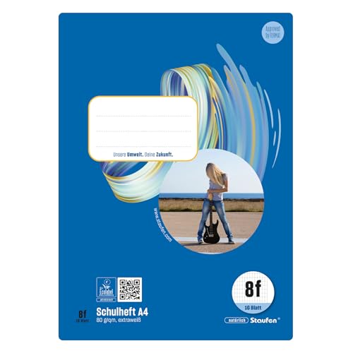 Staufen Style Schulheft - 10 Hefte je 16 Blatt DIN A4 Lineatur 8f (5x9 mm rautiert mit Rand) 80 g/m Papier