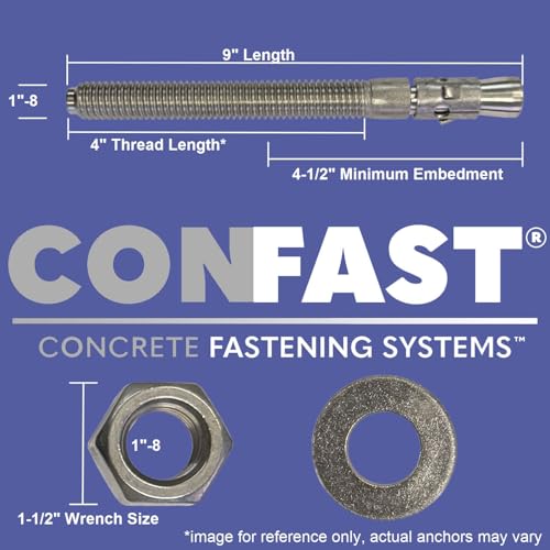Image of CONFAST 1 inch x 9 inch Stainless Steel Wedge Anchor (5 per Box)