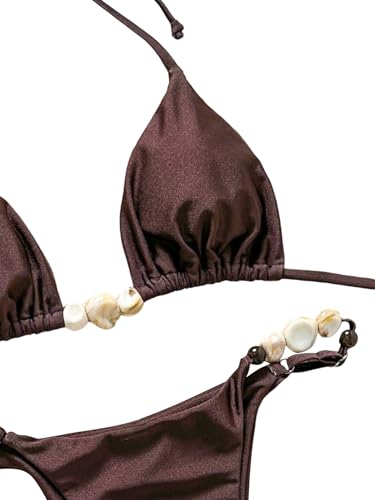 Bikini triangle avec perles GORGLITTER maillot de bain deux pièces style bohème chic - 3