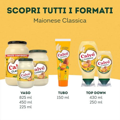 Calvé Klassische Mayonnaise, 450 ml, klassische Calvé Mayonnaise mit Sonnenblumenöl, ideal für Sandwiches und Häppchen, ohne Konservierungsstoffe und Zucker, glutenfrei, vegetarisch