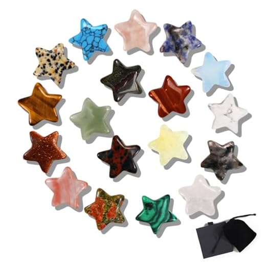 Aitsite Natuurlijke sterkristal, 18 stuks helende edelstenen, set helende kristallen, chakra-stenen, geluksstenen voor kristaltherapie, meditatie en decoraties