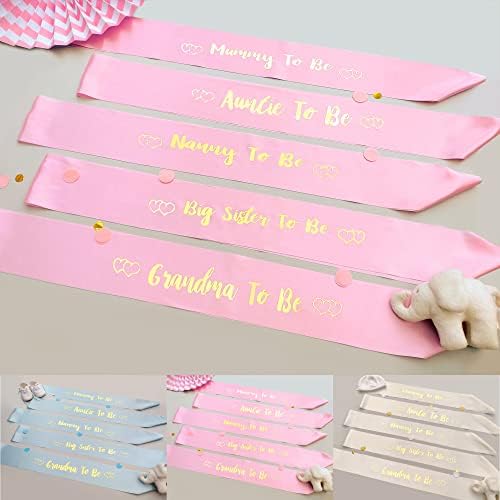 Pyromark Deluxe Baby Shower Sash Satin Gender Reveal Party Decorations - Boy, Girl & Unisex - Mummy, Nanny, Grandma, Auntie and Big Sister To Be Sashes (Ivory White, Mummy To Be)