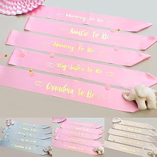 Pyromark Deluxe Baby Shower Sash Satin Gender Reveal Party Decorations - Boy, Girl & Unisex - Mummy, Nanny, Grandma, Auntie and Big Sister To Be Sashes (Ivory White, Mummy To Be)