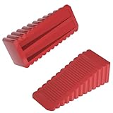 HOMOTEK 4 Pack Wedge Rubber Door Stops - Non-Slip Stoppers for Door Gaps 5-23mm, Wall & Floor Protector for Bottom of Door, Red