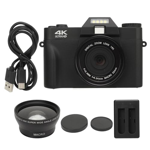 Cámara digital 4K 48MP pantalla HD 3 pulg giratoria 180° miniatura 7