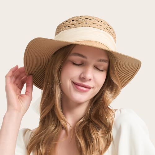 Sombrero de paja con ala ancha ajustable ACUSHLA miniatura 3