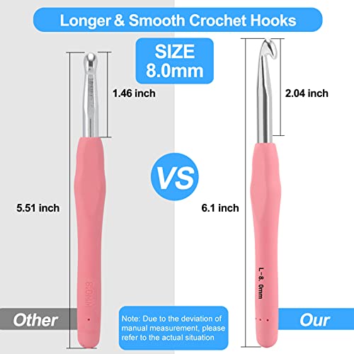 Image of Vodiye 10PCS Crochet Hooks, Professional Extra Long 8.0mm, Ergonomic Handle, Crochet Needle for Beginners and Experienced Lovers