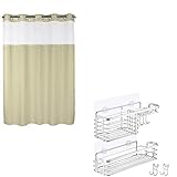Lagute SnapHook Shower Curtain & 2-Pack Shower Caddy Bundle