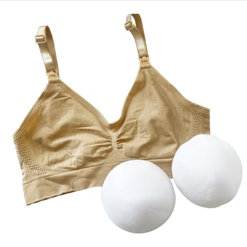 Sutiã de Amamentação Reforçado com Bojo Removível Macio Sem Aro (BR, Alfa, GG, Regular, BEGE/CINZA)