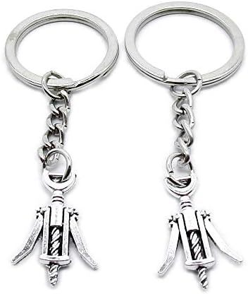 1 PCS Antique Silver Keyrings Keychains Key Ring Chains Tags Clasps AA461 Wine Bottle Opener image 2
