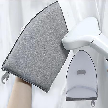 mluffy complete care protective garment steaming mitt | sleeve portable waterproof ironing handheld heat resistant gloves for clothes steamers (grey) (pack of 1)