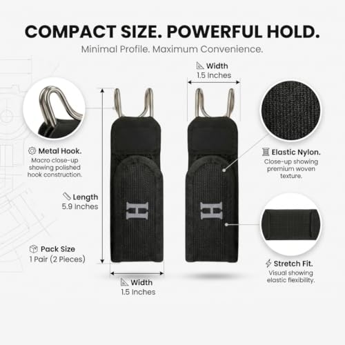 Image of Buckleless Belt for Men & Women - 2 Pack Tactical Metal Hook Elastic Invisible WaistBelt, No Buckle Clip On EDC Belt for Jeans, Work & Outdoor (Black)
