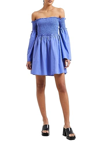 Image of French Connection Women's Rhodes Conscious Poplin Bardot Dress, Baja Blue, M