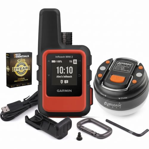 Garmin inReach Mini 2 Satellite Communicator, Two-Way Messaging, SOS, GPS, Flame Red, 010-02602-00 - Bundle w/Deco Essentials 26-Month CPS Plan