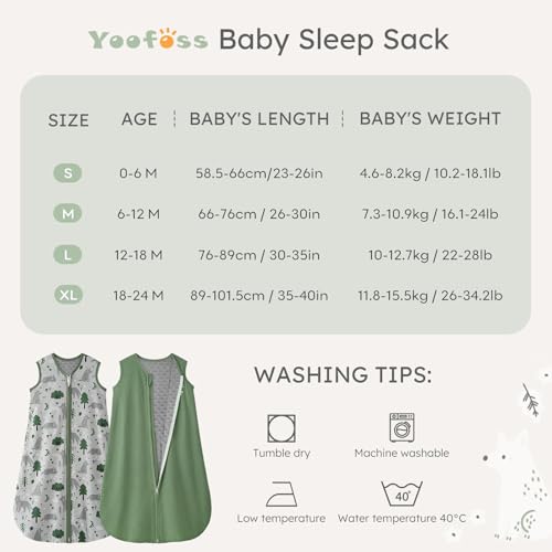 Image of Yoofoss Baby Sleep Sack 0-6 Months with Plush Dots Lining, 2 Pack TOG 1.5 Fleece Baby Wearable Blanket with 2-Way Zipper, Organic Cotton Fabric Toddler Sleeping Sack, (Small)