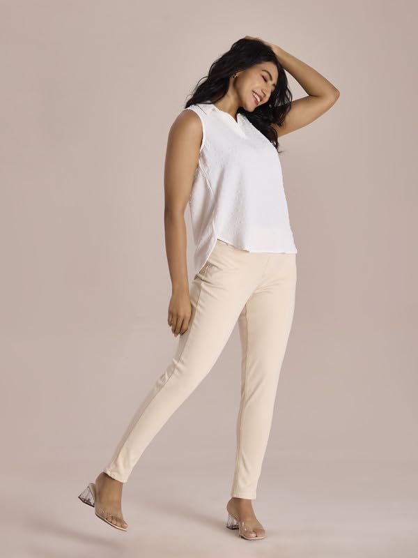 Image of Go Colors Women's Jeggings Pants (LJ03-ECRU47 Ecru L)