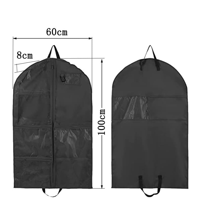 Clothes Cover 39" Suit Bags Travel Garment Bags for Hanging Clothes with Visual Window, 3 Pack Suit Bags (Color : Black, Size : 100 * 60 * 8cm)2