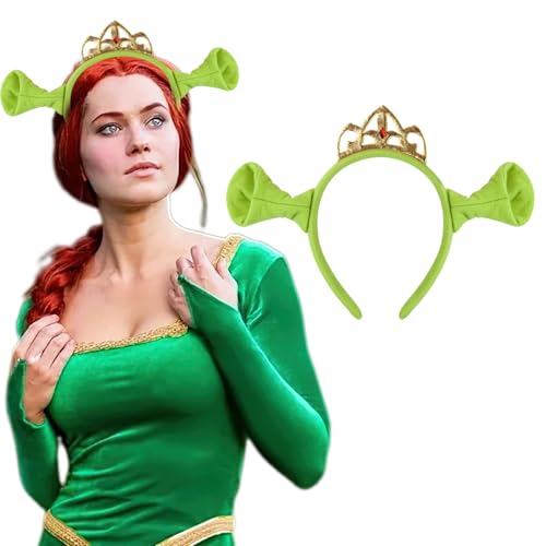 Bufeti Ogre Green Ears Headband with Princess Crown for Halloween Women Cosplay Costume Accessories