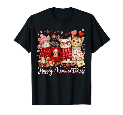 Happy Meowentines Cute Valentine Cat Lovers Girls Women Kid T-Shirt