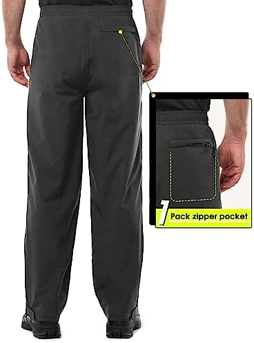 33,000ft Waterdichte regenbroek voor heren, lichte regenbroek, winddichte outdoorbroek voor wandelen, kamperen, golf, grijs, M/Lang