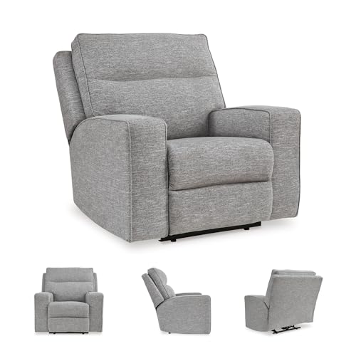Signature Design by Ashley Biscoe Contemporary Power Recliner with Adjustable Headrest, USB Charging, Cleanable Performance Fabric, 21" Seat Height, Gray - image 2