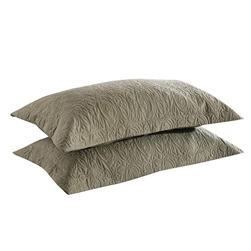 MarCielo 2-Piece Embroidered Pillow Shams, King Decorative Microfiber Pillow Shams Set, King Size (Sage Green)