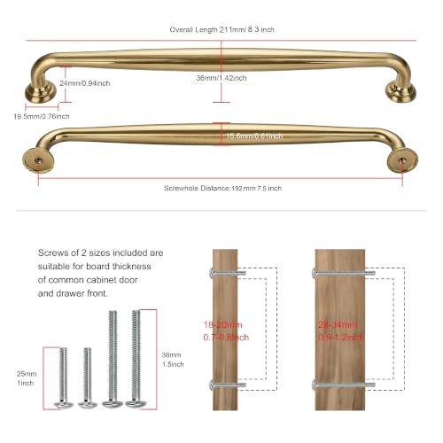 SAILING 5 Pack Cabinet Handles-7.5"/192mm Screw Spacing Champagne Bronze Furniture Hardware Handles for Kitchen Cabinets Bedroom Dresser Wardrobe Cabinet Pulls by SAILING - Used condition - Image 2
