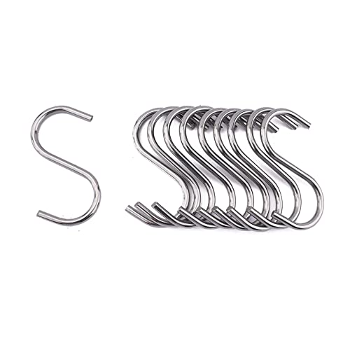 BRIIEC Silver S Shaped Stainless Steel Silverware Kitchen Utensils Hangers Hanging Hooks for Kitchen, Workshop, Bathroom, Garden, Pan, Cups, Plants, Bags, Jeans, Towels