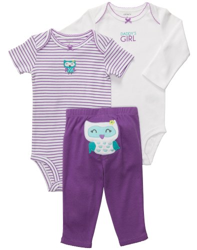 Image of Carter's Baby Girls' 3 Pc Turn Me Around Set - Purple Owl - 9 Months