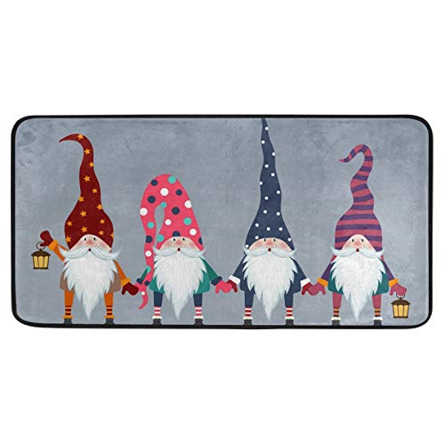 Kitchen Rugs Gnomes Friends Christmas Design Non-Slip Soft Kitchen Mats Bath Rug Runner Doormats Carpet for Home Decor, 39