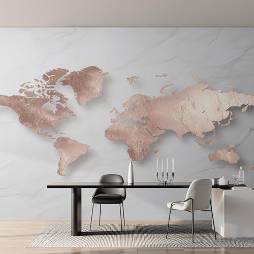 Genérico Decoracion Papel Pintado Mapamundi, Fotomurales Geografía Papel Pared Tejido No Tejido Murales de Pared 200x140 Salon Dormitorio Decorativa W&8