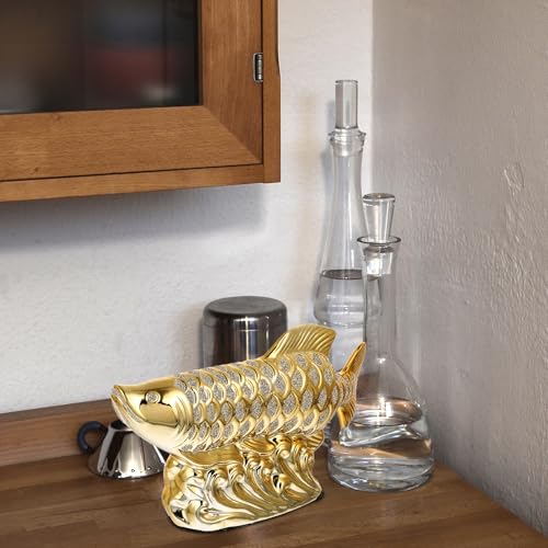 Poisson décoratif en céramique or idée cadeau originale