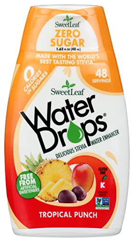 SweetLeaf Water Drops, Tropical Punch, Delicious Stevia Water Enhancer, Zero Calories or Sugars, No Artificial Sweeteners, Kosher, Gluten Free & Non-GMO, 1.62 Fluid Ounce (Pack of 12)