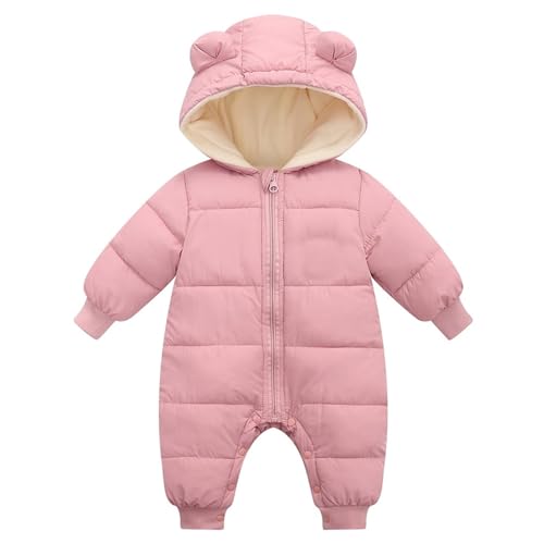 luohaibell Bebé Peleles Mono de Nieve para bebés Niños y Niñas Mameluco Capucha Mono Forro Polar Abrigo de Chaqueta Bodys Chaqueta de invierno (Pink, 9-12 Months)