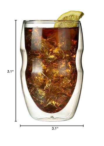 Ozeri Serafino Double Wall Insulated Beverage and Coffee Glasses, 8-Ounce, Set of 4