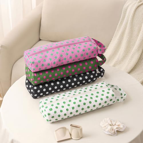 Image of RSRSLEII Polka Dot Hair Tools Travel Bag,Hair Styling Accessories Storage Case for Shark FlexStyle,Dyson Airwrap Hair Dryer,Curling Iron,Straightener,Revlon Hair Tools,Portable&Foldable(25Green&White)