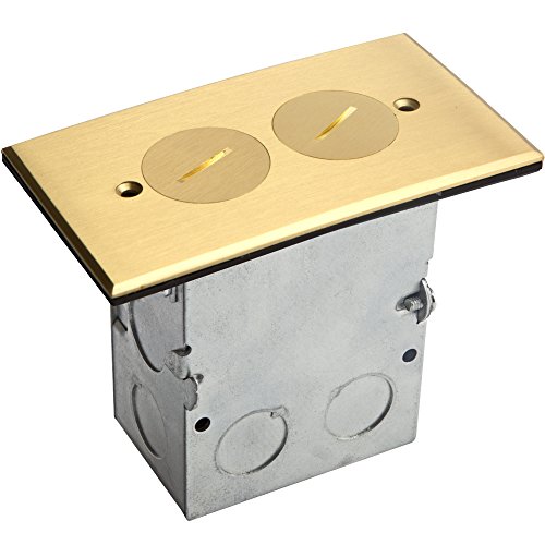 ENERLITES Screw Cap Cover Floor Box kit, 5” x 2.8” 1-Gang, 20A Tamper-Weather Resistant Duplex Receptacle Outlet, Watertight Gasket, Corrosive Resistant, UL Listed, 975506-C, Brass