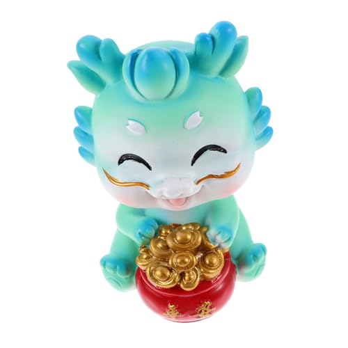 Sculpture d'affichage du zodiaque chinois, dragon en résine bleue aux détails fins