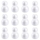 Craft Foam - 12-Pack Snowman Shaped Foam Ball for DIY Crafts Project, Kids Art Class, White Polystyrene Foam, 2.25 x 3.2 x 2.25 Inches