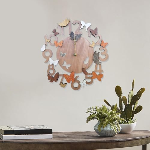 Horloge murale en bois vintage motif papillon pour cadeau idéal - 7