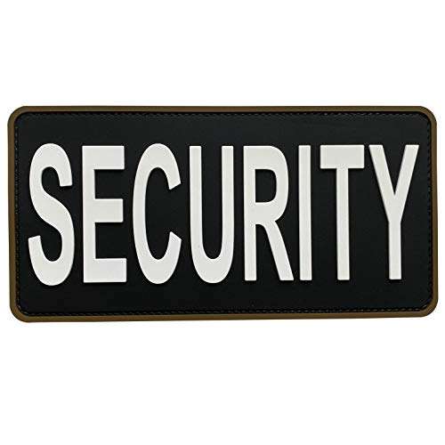 uuKen Large Black and White PVC Security Patch 4x8 inches Forces Officer Guard Enforcement for Tactical Vest Uniforms (Black and White, L 8\"x4\")