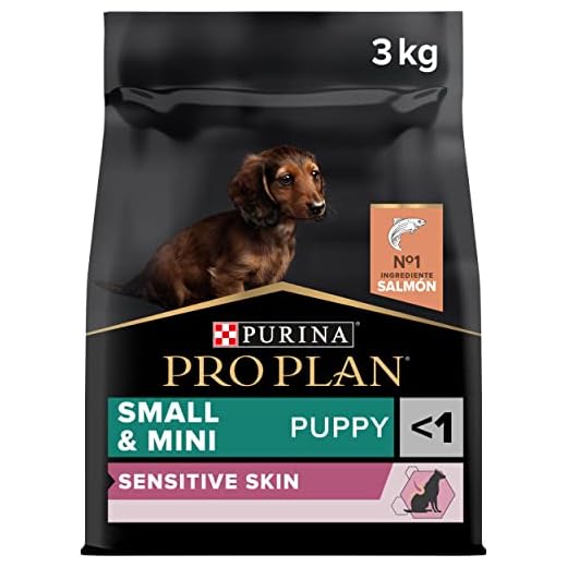 Purina Pro Plan Small & Mini Puppy, Salmón para cachorros de piel sensible, Pack de 4 x 3 Kg - Total 12 Kg