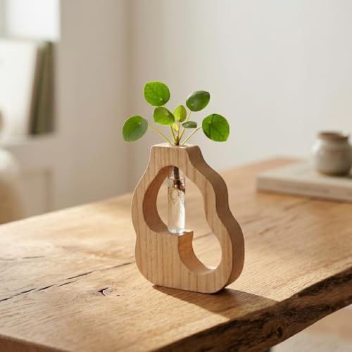 Image of CraftVatika Decorative Items for Home Decor, Test Tube Flower Wooden Vase for House Warming Gifts New Home Living Room, Anniversary Return Birthday Gifts for Woman Man, Aesthetic Room Decor Items