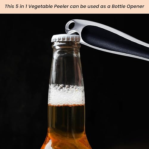 Image of Storite Stainless Steel Peeler for Vegetables and Fruits | 5 in 1 Multifunctional Julienne Peeler for Kitchen | Versatile Vegetable Peelers for Salad Preparation (2, 5 in 1 Vegetable Peeler Down)