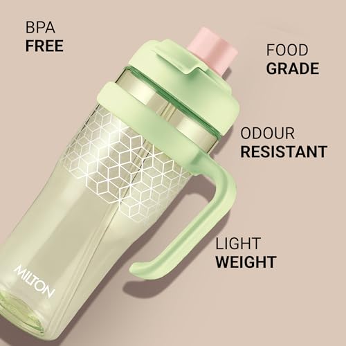Image of MILTON Champion 1250 2- in-1 Sip or Gulp Lid Tumbler 1.21L | Tritan Plastic Water Bottle with Handle | Leak-Proof, BPA-Free | Perfect for School, Gym, Office, Travel Bottle for Men and Women, Green