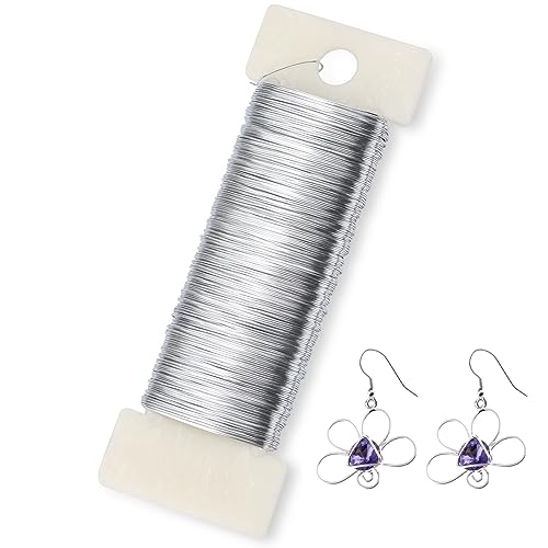 50m Silver Jewellery Wire - 0.35mm Craft Wire for Jewellery Making, DIY Jewelry, Crochet, Flower Arrangements, Wedding Garlands & Bouquets