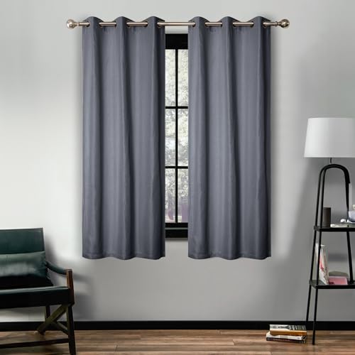 SUPERIOR Semi Blackout Curtains - Classic Linen Design - 42" x 63" - Grommet Header - Sun Blocking & Room Darkening Drapes for Bedroom, Living Room - Set of 2 Panels - Charcoal