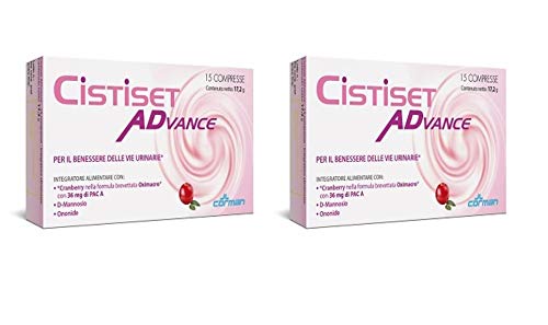 2 X Cistiset ADvance 15 Compresse Cistite e Benessere Vie Urinarie con Cranberry