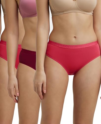 Image of Jockey 3001 Women High Coverage Super Combed Cotton Elastane Stretch Hipsters with Ultra Soft Exposed Waistband (Pack of 3, Colors & Prints May Vary)