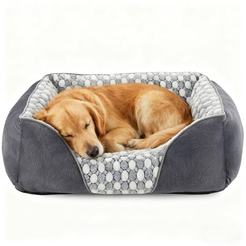 Heymamba Large Dog Bed and Dog Beds Clearance for Adult Dogs, Provides Support for Head/Neck, Washable Dogs Beds XL for Border Collie, 78x63x23cm